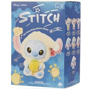 Disney Miniso Stitch Plush Toy - Eating Something Before Sleeping- NIB